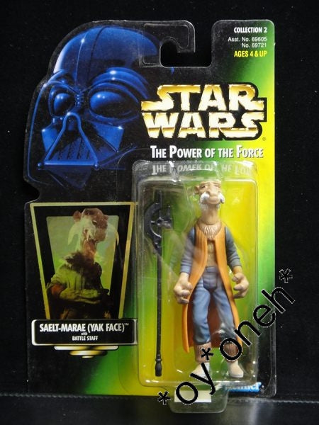 KENNER STAR WARS POWER OF THE FORCE SAELT-MARAE YAK FACE WITH BATTLE STAFF  1139893494