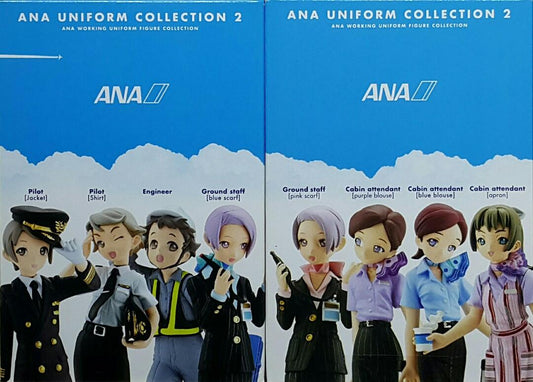 ANA UNIFORM COLLECTION 2 ANA WORKING UNIFORM FIGURE COLLECTION PILOT JACKET SHIRT ENGINEER GROUND STAFF BLUE PINK SCARF CABIN ATTENDANT BLUE PURPLE BLOUSE APRON SET  L