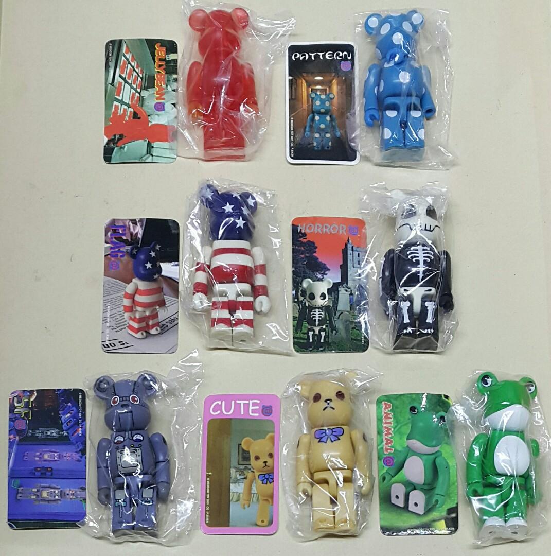 MEDICOM BE@RBRICK SERIES 1 JELLYBEAN PATTERN FLAG HORROR SF CUTE ANIMAL SET