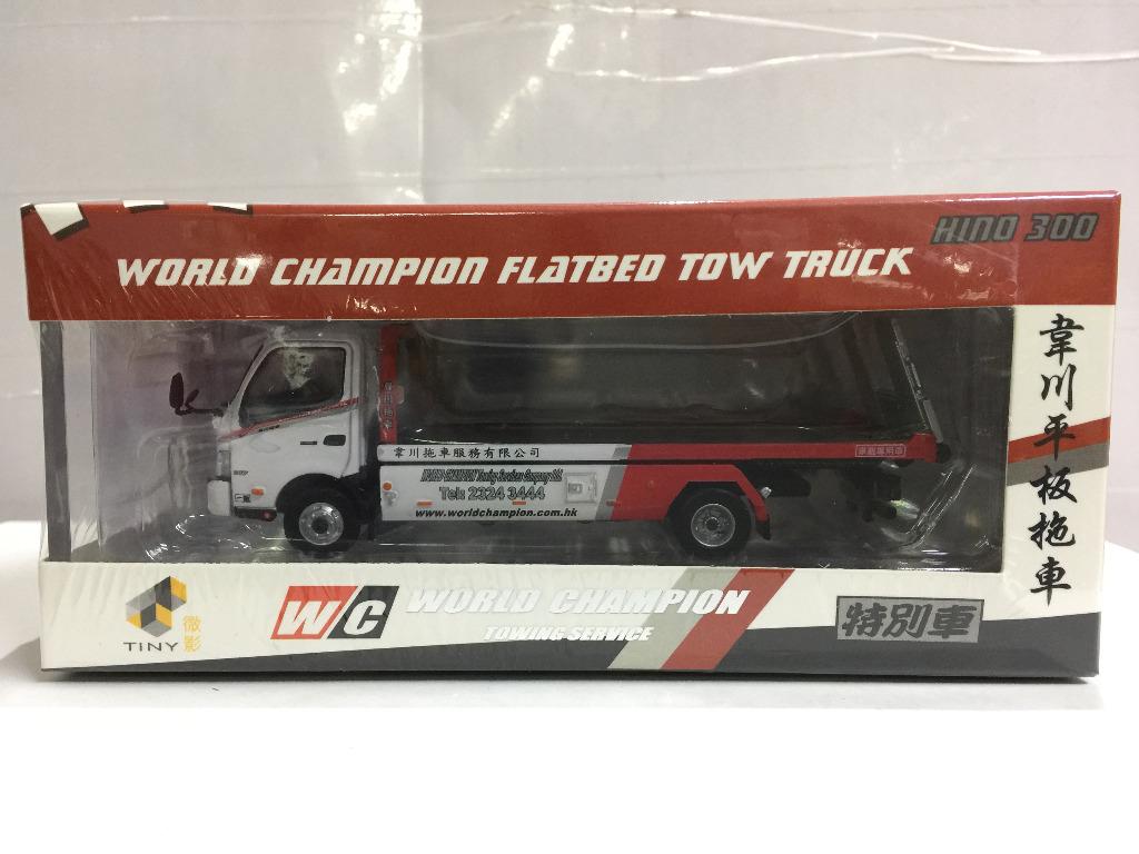TOYEAST TINY CITY DIE-CAST MODEL CAR HINO 300 WORLD CHAMPION FLATBED TOW TRUCK ATC64468 14340