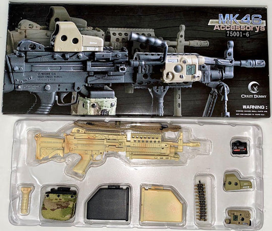 13.5CM Length CRAZY DUMMY MK46 ACCESSORY 75001-6 MOD-0 GEN2 PARA STOCK Sand Color 1/6 RIFLE GUN New Opened