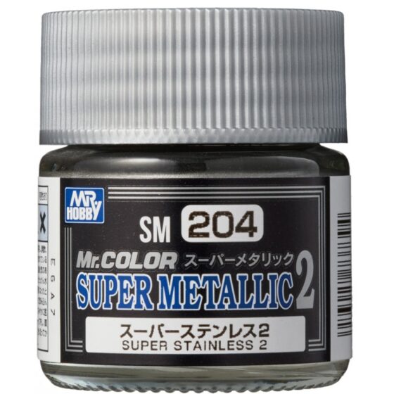 Mr.Hobby Gunze Mr.Color Super Metallic 2 Oil-based Model Oil – SM204 Super Stainless Steel Color 2 10ml
