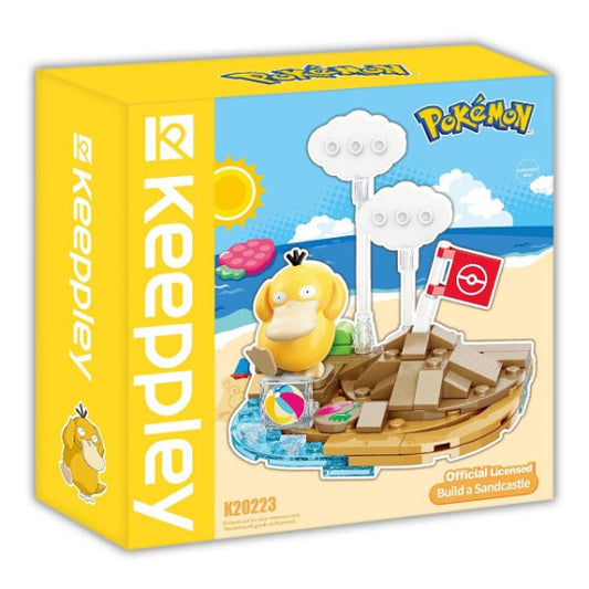 Qman Keeppley【Pokémon】Pokémon small scene building blocks Koda duck pile sand castle