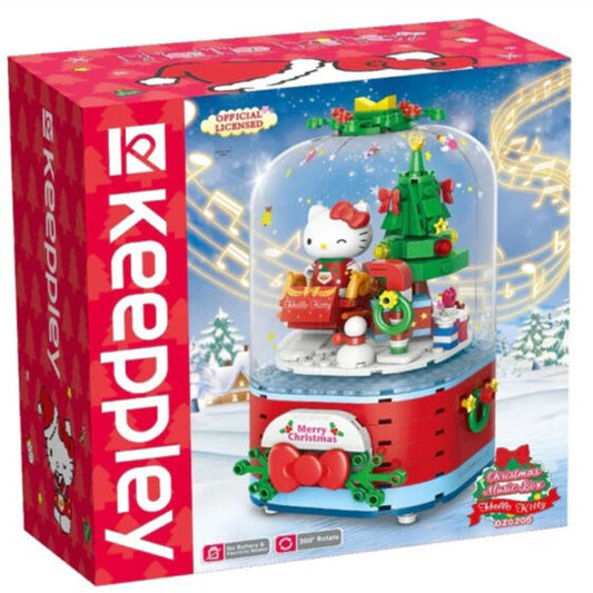 Qman Keeppley【Sanrio】Hello Kitty Christmas Music Box Shaped Building Blocks