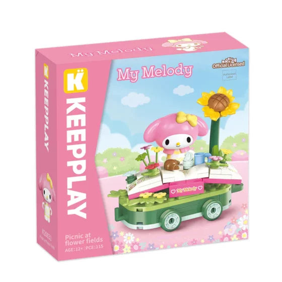 Qman Keeppley【Sanrio】Float Parade Building Blocks My Melody Flower Bush Picnic