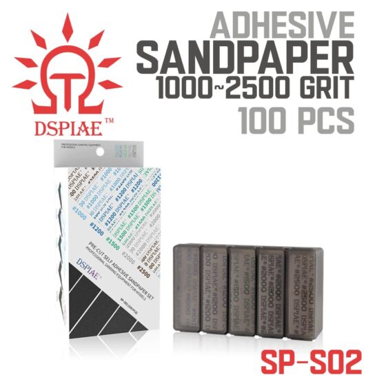 DSPIAE SP-S02 Fine Mesh Adhesive Sandpaper Set 1000~2500 Mesh 100 Pieces