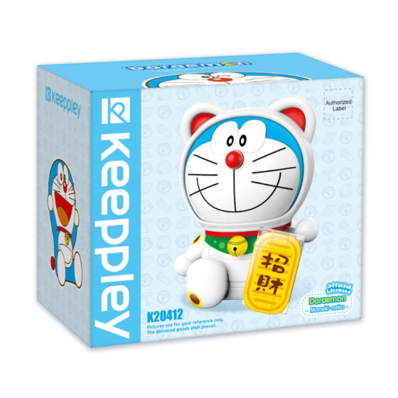 Qman Keeppley【Doraemon】Lucky Cat Round Head Shaped Building Blocks
