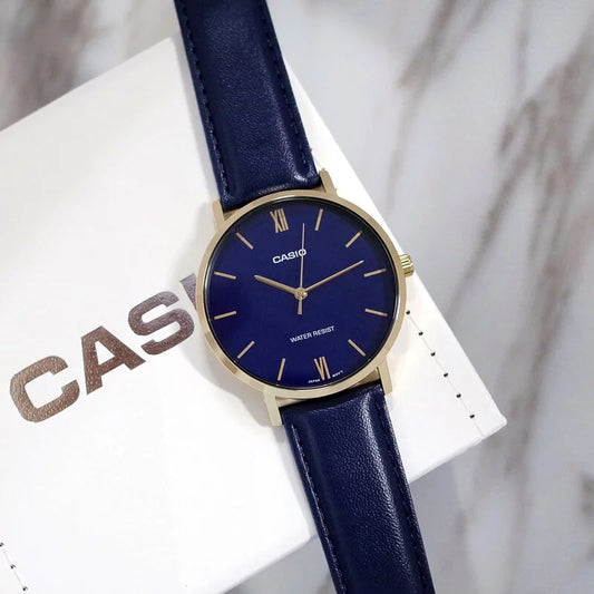 Casio MTP-VT01GL-2B Analog Leather Watch