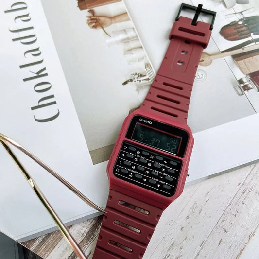 Casio CA-53WF-4B Wine red Vintage Calculator Digital Watch