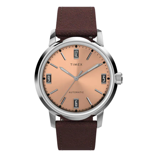 TIMEX Marlin® Automatic 40mm Leather Strap Watch TW2W33800