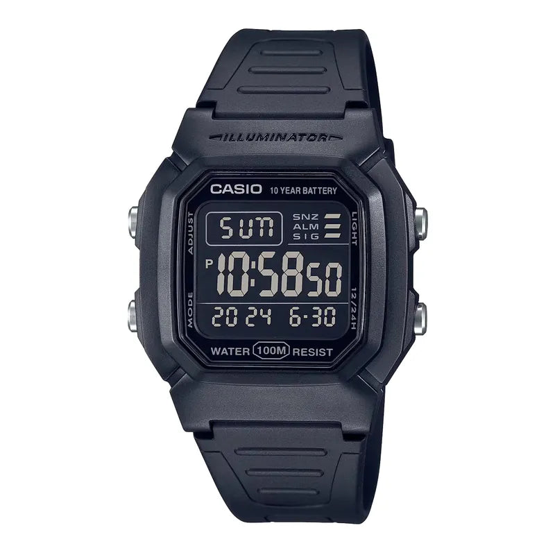 CASIO W-800H-1B 100m 10 Years Battery Life Digital Watch