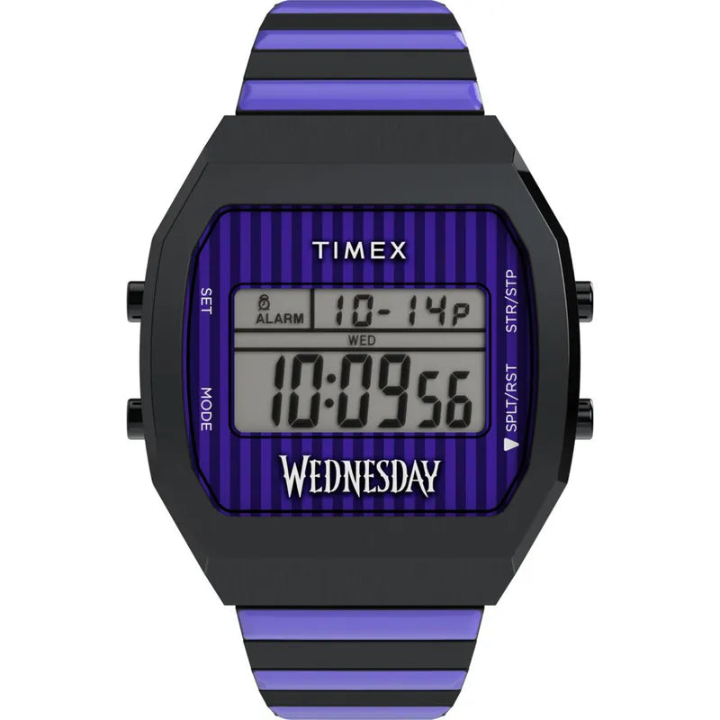 Timex x Wednesday T80 Purple Dial Stainless Steel Watch TW2Y19500