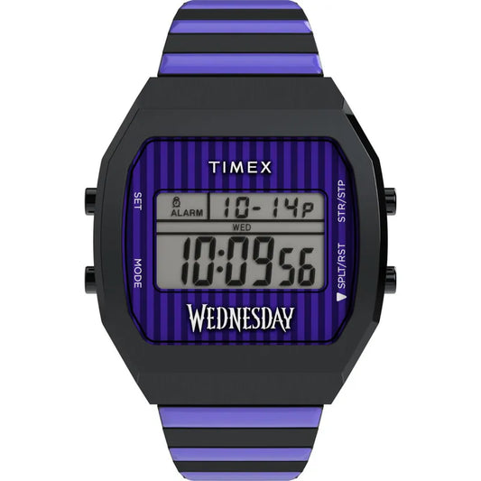 Timex x Wednesday T80 Purple Dial Stainless Steel Watch TW2Y19500