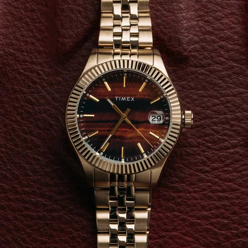 Timex Waterbury 34mm Ladies Gold Bracelet Watch TW2T87100