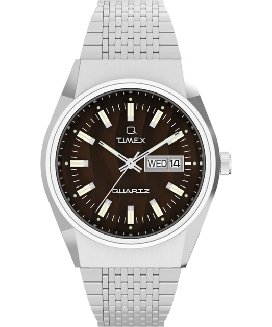 Q Timex Falcon Eye Watch Stainless Steel Brown Dial TW2W62400