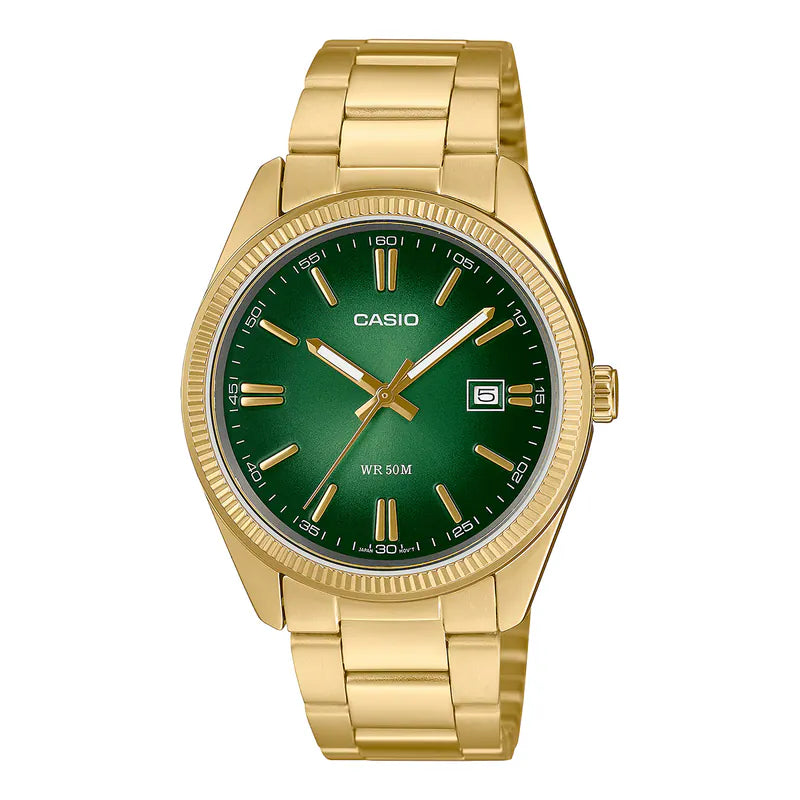 Casio MTP-1302PGC-3A 38mm Green Dial Quartz Watch