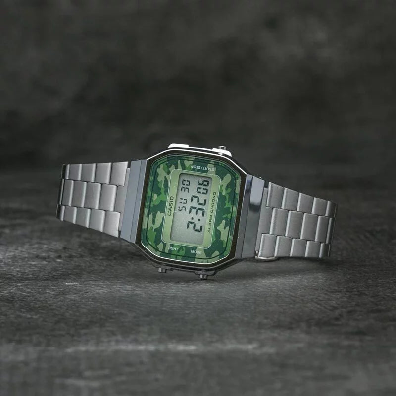 Casio A168WEC-3 Camouflage Digital Vintage Watch