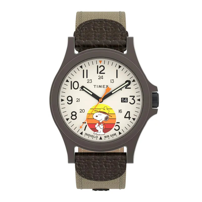 Timex Expedition x Peanuts Beagle Scout 40mm Fabric with Leather Tab Strap TW4B29200