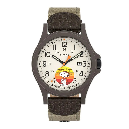 Timex Expedition x Peanuts Beagle Scout 40mm Fabric with Leather Tab Strap TW4B29200