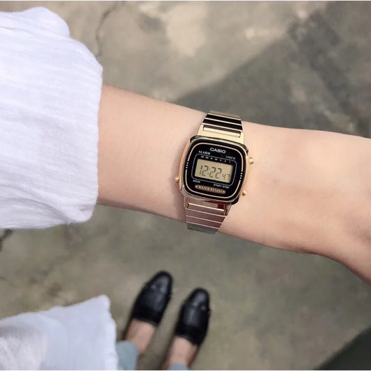 Casio LA670WGA-1 Ladies Black Gold Digital Vintage Watch