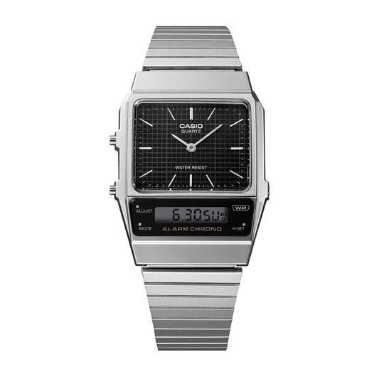 Casio AQ-800E-1A Silver & Black Dual Time Watch