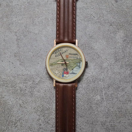 Fossil 90s Vintage Stone Leather Watch F0006