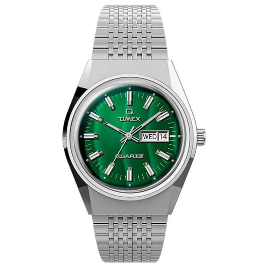Q Timex Falcon Eye Watch Stainless Steel Green Dial TW2U95400