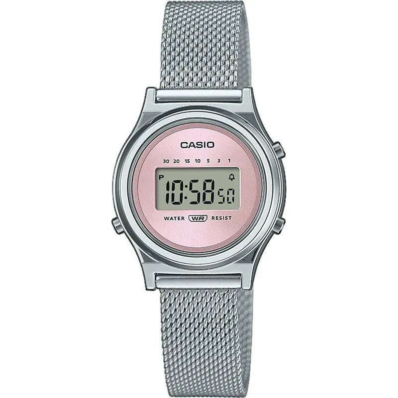 CASIO LA700WEM-4A Ladies Silver Digital Vintage Watch Mesh Strap