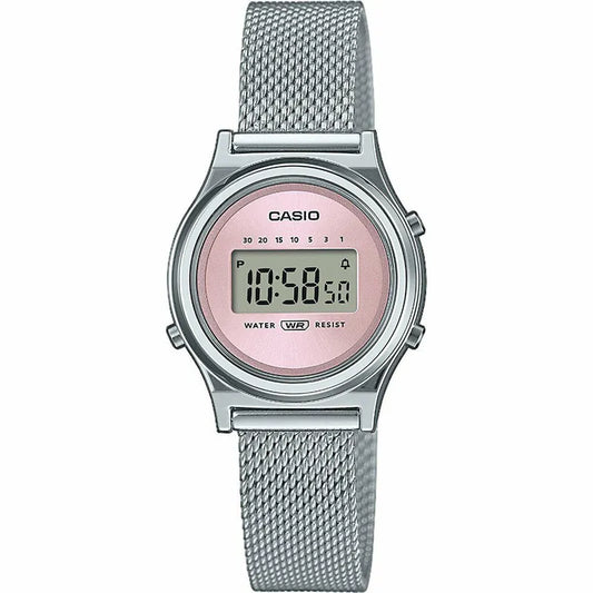 CASIO LA700WEM-4A Ladies Silver Digital Vintage Watch Mesh Strap
