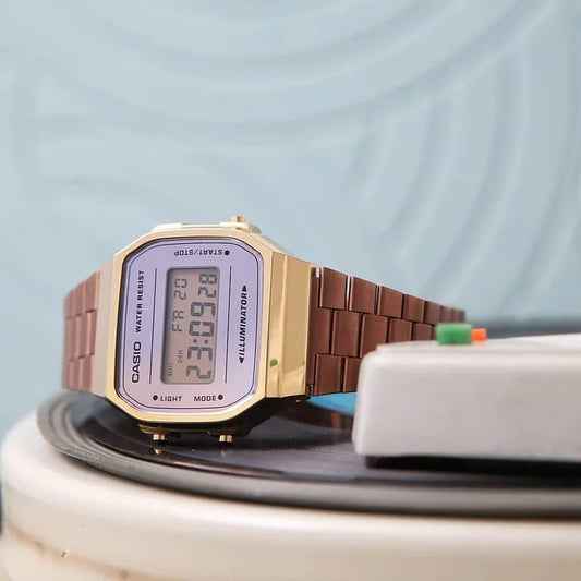 Casio A168WECM-5 Rose Gold Digital Vintage Watch