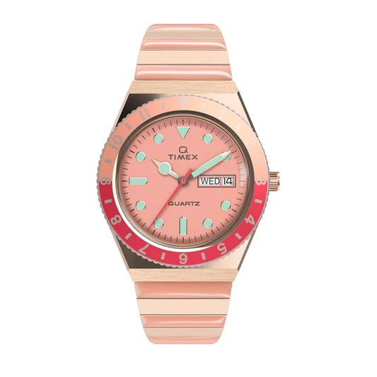 Q Timex Malibu 36mm Stainless Steel Expansion Band Watch TW2V38600