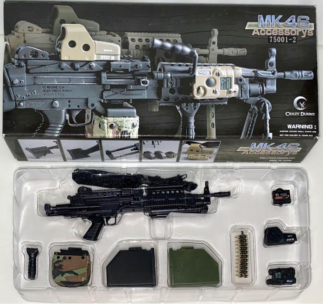 13CM Length CRAZY DUMMY 1/6 MK46 ACCESSORY 75001-2 PARA STOCK MOD-0 BLACK RIFLE GUN New Opened