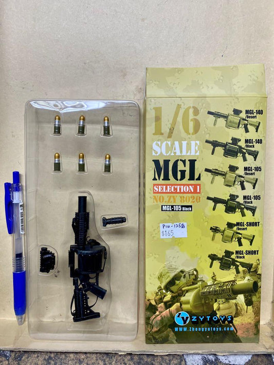 1/6 ZYTOYS MGL SELECTION 1 NO. ZY8020 TOY SHORT GUN MGL-105 BLACK 12' Soldier Figure Modern Gun Weapon Black