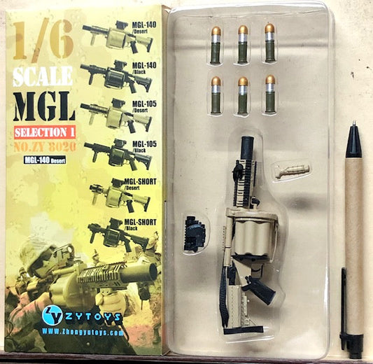 1/6 ZYTOYS MGL SELECTION 1 NO. ZY8020 TOY SHORT GUN MGL-140 DESERT 12' Soldier Figure Modern Firearms Weapons Sand Color