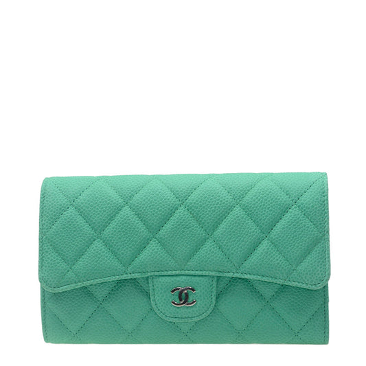 Chanel Long Button Wallet A31506CGRN 1591