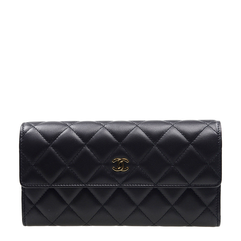 Chanel Long Button Wallet A50096BLKGP 4104