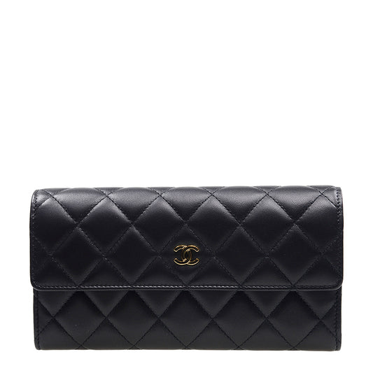 Chanel Long Button Wallet A50096BLKGP 4104