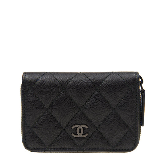 Chanel Short Zipper Wallet A69271BLKGY 3522