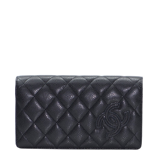 Chanel Long Fold Wallet A80211CBLKSS 3123