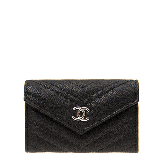 Chanel Short Button Wallet A84344CBLKSSV 9014