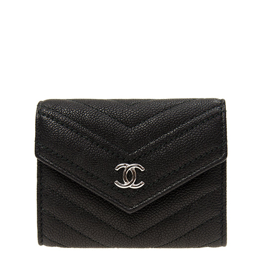 Chanel Short Button Wallet A84345CBLKSSV 7992