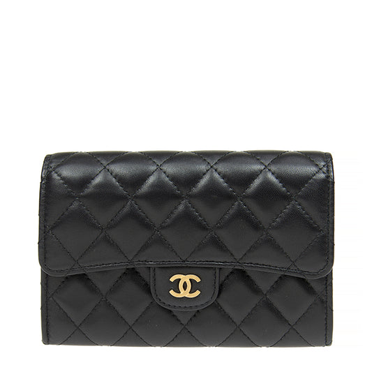 Chanel Short Button Wallet A84403LBLKGP 4835