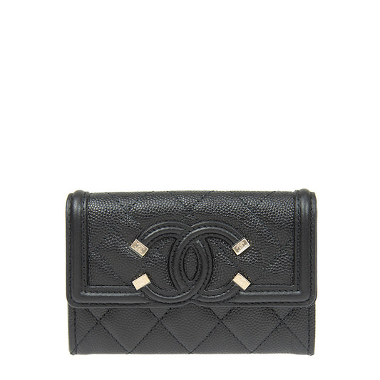 Chanel Short Button Wallet AP0305CBLKGP 4145