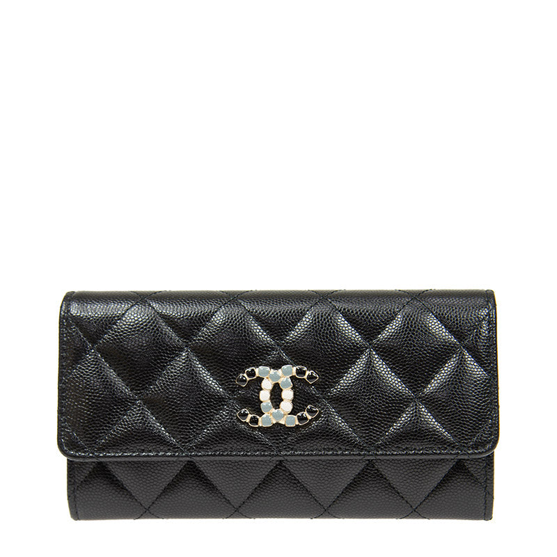 Chanel Long Button Wallet AP2036CBLKGP 1593