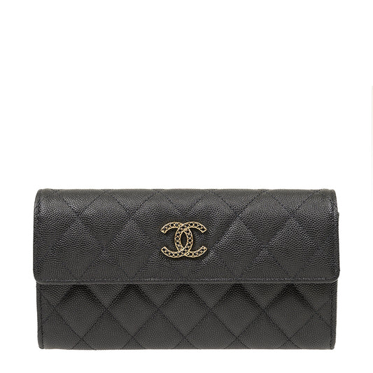 Chanel Long Button Wallet AP3396CBLKBKGP 1018