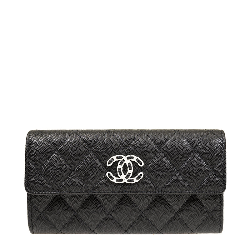 Chanel Long Button Wallet AP3710CBLKWHTSS 1190