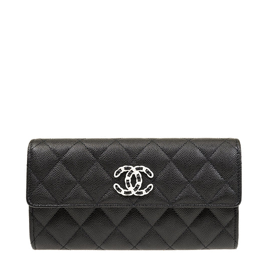 Chanel Long Button Wallet AP3710CBLKWHTSS 1190
