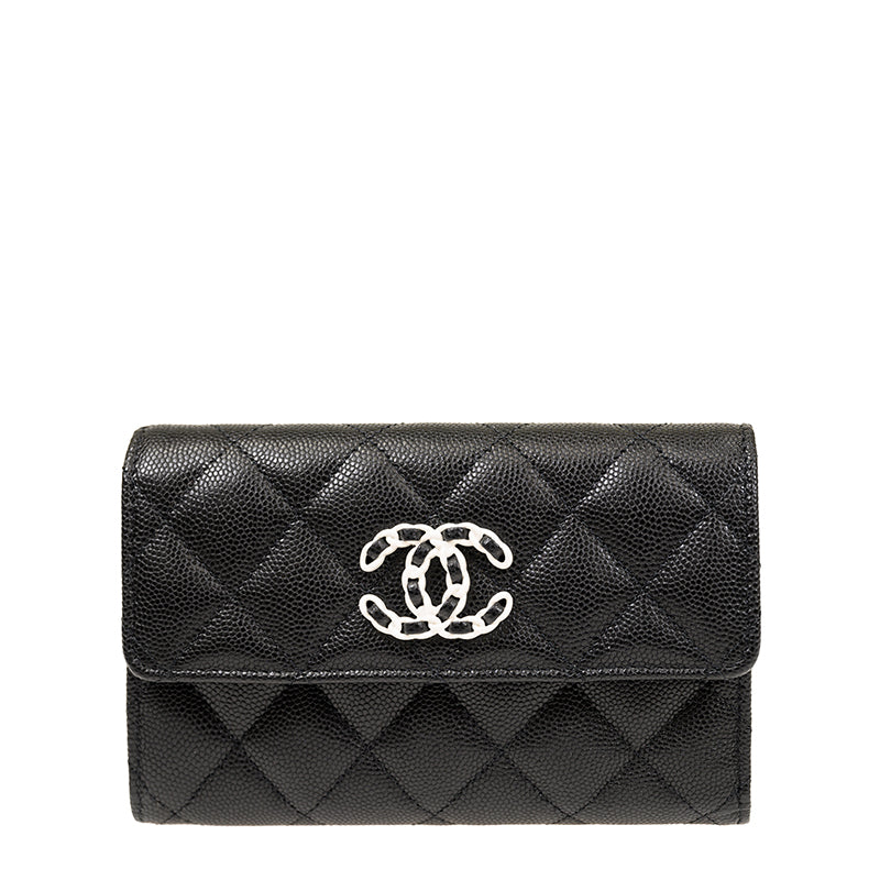 Chanel Long Button Wallet AP3714CBLKWHTSS 976