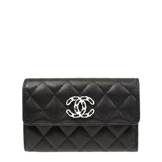 Chanel Long Button Wallet AP3714CBLKWHTSS 976