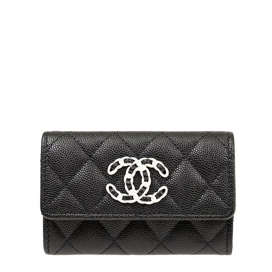 Chanel Short Button Wallet AP3717CBLKWHTSS 1070